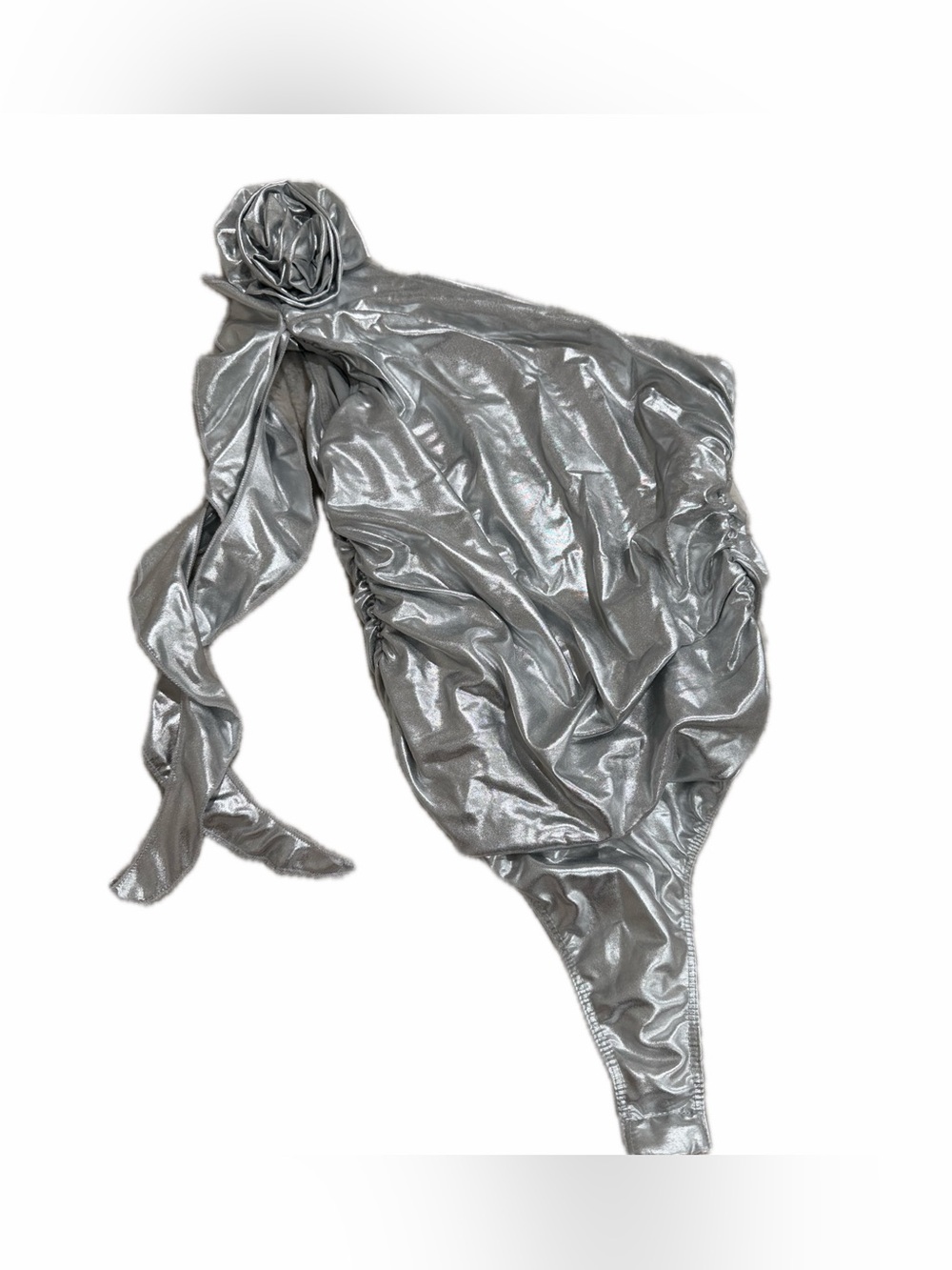 Fashion Nova Metallic Silver bodysuit